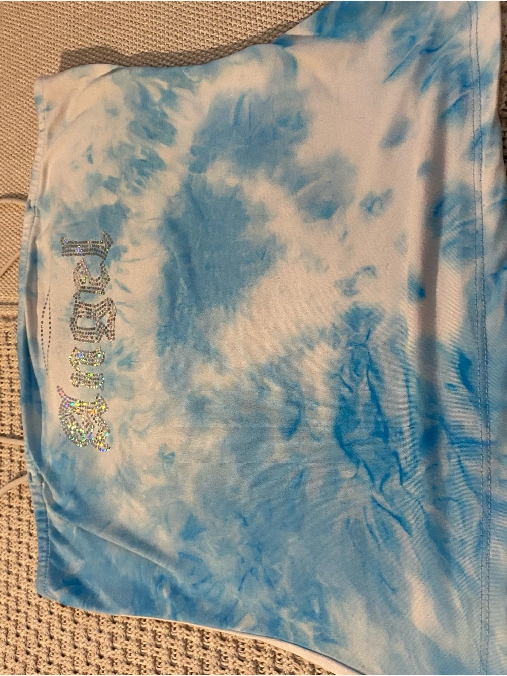 Faded Rose Y2k Blue Tie-Dye Strapless Crop Top M - Picture 4 of 7